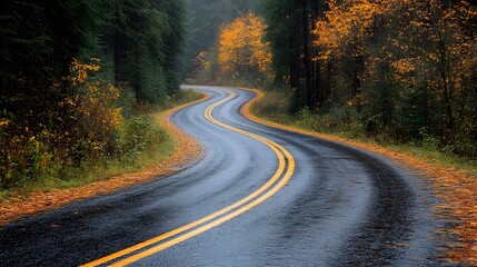 Fototapeta premium Solo traveler on a winding road, journey of self-discovery, endless possibilities