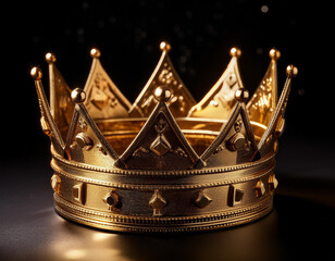 Una corona de carton dorado aislada sobre fondo negro