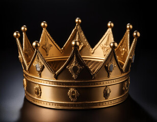 Una corona de carton dorado aislada sobre fondo negro