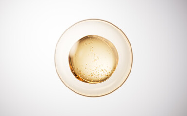 Golden liquid oil bubble element, 3d rendering.