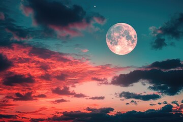Obraz premium Full moon with cloudy foreground
