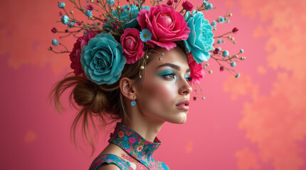 Vibrant Surreal Fashion and Portrait Photography: Captivating High-End Style, Studio Art, and Chic Concept
