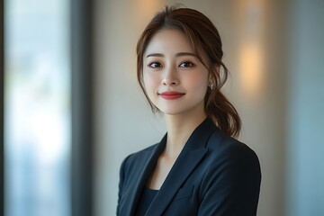 Smiling Professional Woman in Black Blazer Headshot Portrait