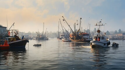 Fototapeta premium harbor boats water