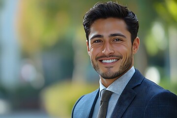 Smiling Successful Man in Suit and White Shirt