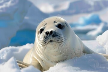 Harp seals are around 5 feet in length weighing 260 to 300 pounds with a sturdy body small head narrow snout and 8 pairs of teeth