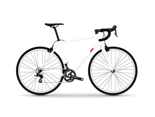 Fototapeta premium Side view racing bicycle, isolated on white background 