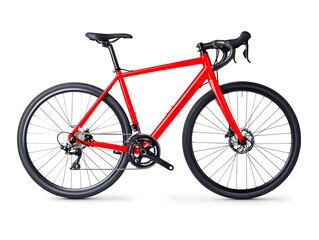 Side view racing bicycle, isolated on white background	