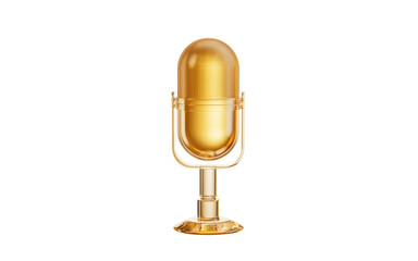 Golden glass microphone, 3d rendering.