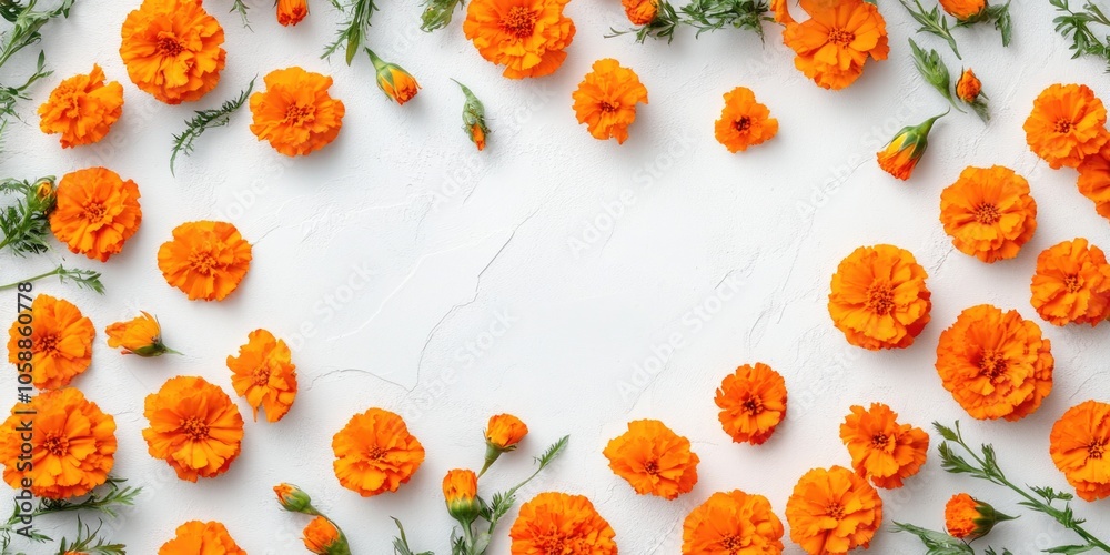 Canvas Prints Orange Flowers White Background