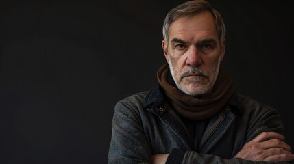 Fototapeta premium Serious middle-aged man with folded arms.