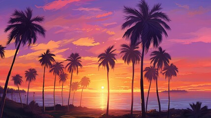silhouette palm trees landscape