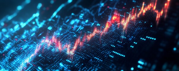 Obraz premium Abstract Digital Data Visualization with Red and Blue Glow