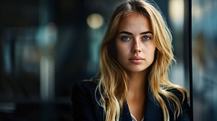 Obraz premium Serious young blonde businesswoman.