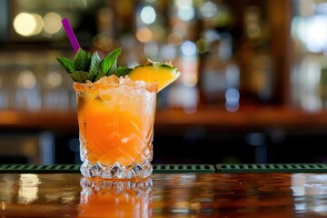 Mai Tai drink on bar counter