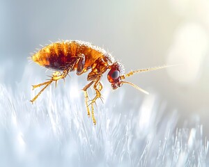 Obraz premium Magnified Flea Jumping from Dog s Fur Ready to Latch onto Next Victim