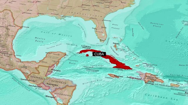 Political map of Cuba.Map of Cuba with borders