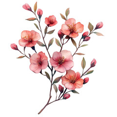 A watercolor painting of a pink flower bouquet with five flowers. Generative AI