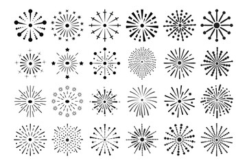 Abstract Black and White Fireworks Vector Icons Collection