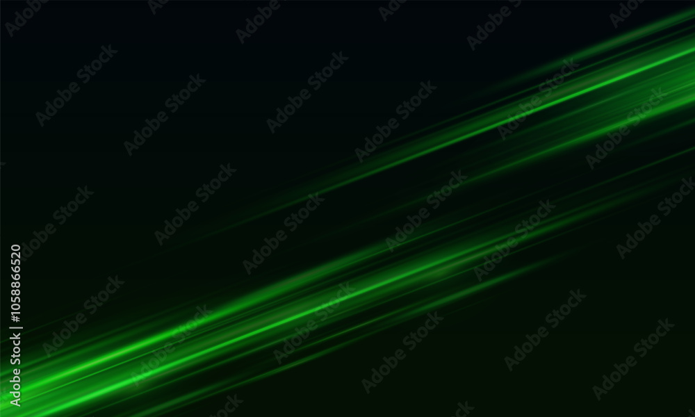 Wall mural green laser beams isolated on black background. abstract light effect. green lens flash. horizontal 