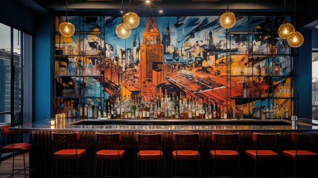 cityscape bar wall