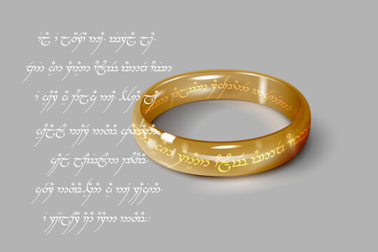 Medieval Magical Fantasy Ring with inscription on elf One Ring to rule them all