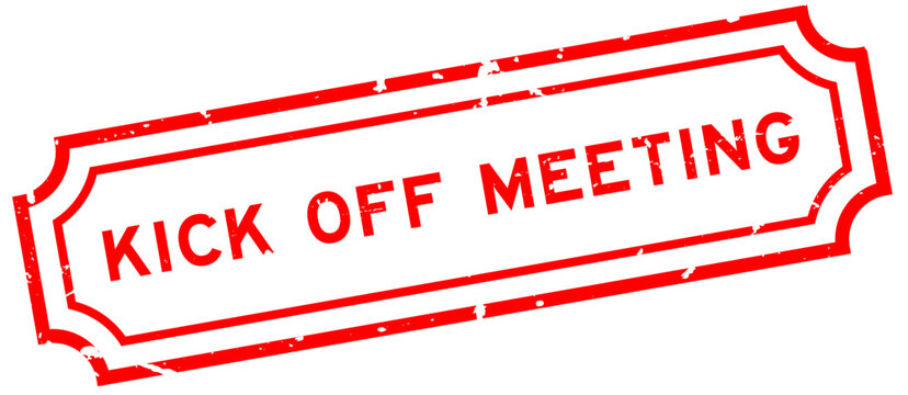 Grunge red kick off meeting word rubber seal stamp on white background