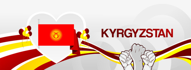 Kyrgyzstan independence day festive banner. Vibrant modern templates for holiday celebration, greeting card, billboard, and sport event backdrops. August 31th. Happy national day of Kyrgyzstan