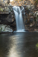 cachoeira na cidade de Alto Paraiso de Goi&aacute;s, regi&atilde;o da Chapada dos Veadeiros, Estado de Goi&aacute;s, Brasil