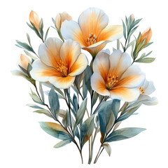 Fototapeta premium A bouquet of flowers with a blue background. Generative AI