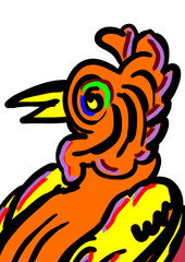 abstract sketch of rooster head