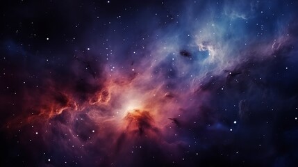 Fototapeta premium Exploring the vibrant hues of a distant nebula in deep space during a clear cosmic night