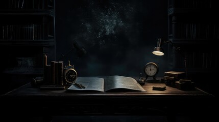 dark book cover on desk