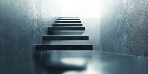 Contemporary and chic dark grey staircase backdrop, featuring a sleek and minimalist aesthetic characterized by slender floating steps.