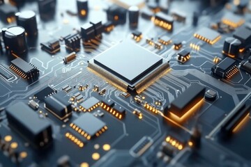 Close up of circuit board electronics