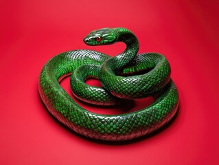 Fototapeta premium Snake on red surface