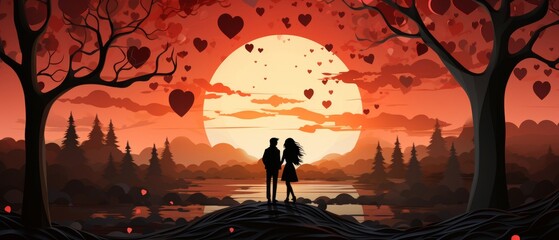 Naklejka premium Romantic Cartoon Style for Valentine's Day