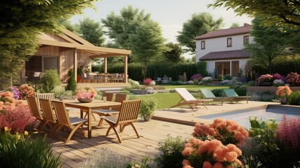 Obraz premium pool house suburban