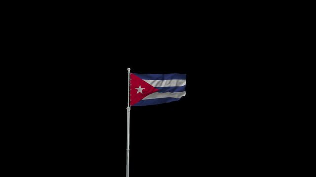 Animated video of Cuba flag waving in the wind with alpha channel