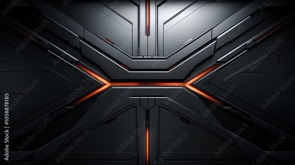 Poster futuristic abstract design with illuminated patterns on a dark background