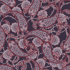 Vector seamless paisley pattern. Vintage flowers background. Decorative ornament backdrop for fabric, textile, wrapping paper, card, invitation, wallpaper, web design