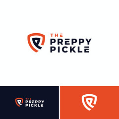 letter p pickle logo design