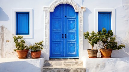 ironwork open blue door