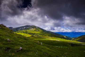 Photo of the Col de Pailheres located in the Ariège department, in the French Pyrenees. This pass culminates at an altitude of 2,001 meters above the town of Mijanès in the Pyrenees mountains.