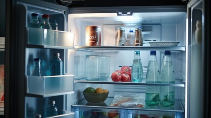 refreshment drinking water at refrigerator