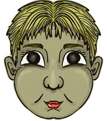 picture of a chubby face of a child smiling with his blonde hair