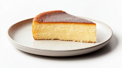 Delicious slice of homemade cheesecake on a ceramic plate