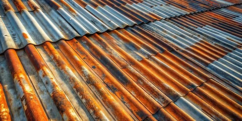 Corrugated Metal Roof Showing the Effects of Time and Weather