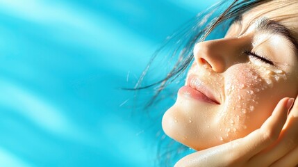 Fototapeta premium Radiant beauty embracing the essence of refreshing joy