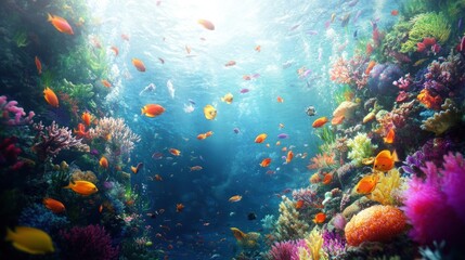 Naklejka premium Vibrant Underwater Paradise